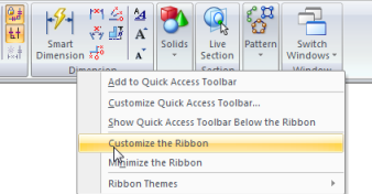 Customise Ribbon